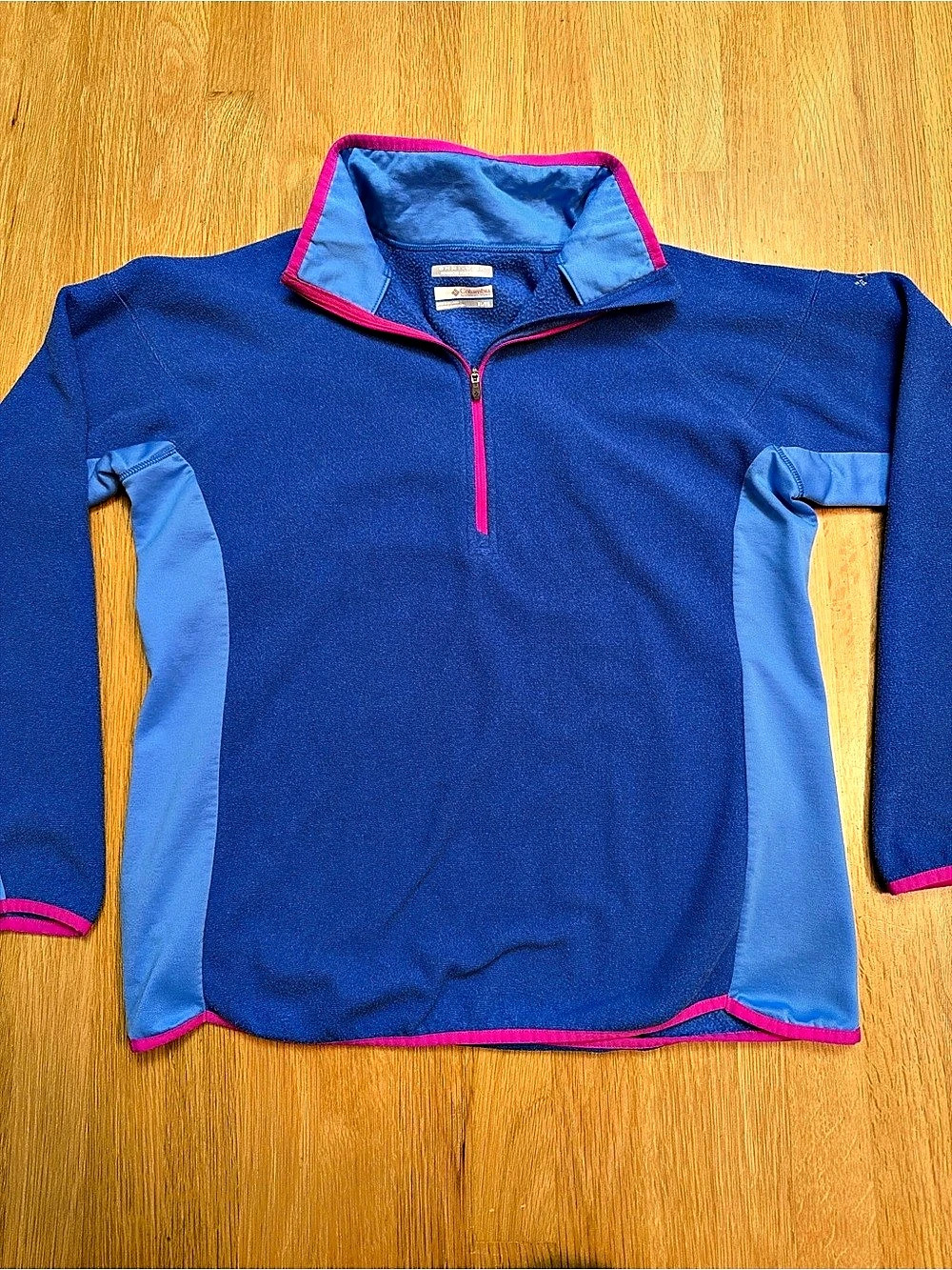 Columbia Blue & Pink Fleece Quarter-Zip Pullover XL